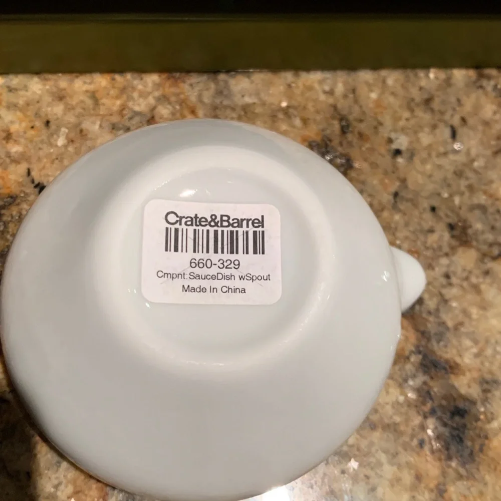 2003 Crate & Barrel Wooden Server W/ 4 White Porcelain Bowls Sagaform
